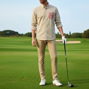 NWT iliac Golf Bert LaMar Linen Cotton Blend Long Sleeve Shirt L